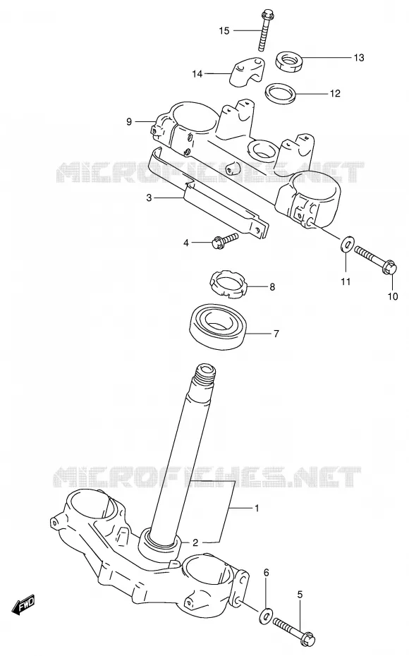 COLONNE DE DIRECTION (MODELE T/V/W) Suzuki MOTO 250 RM 1996  RM250T(E3/E28)