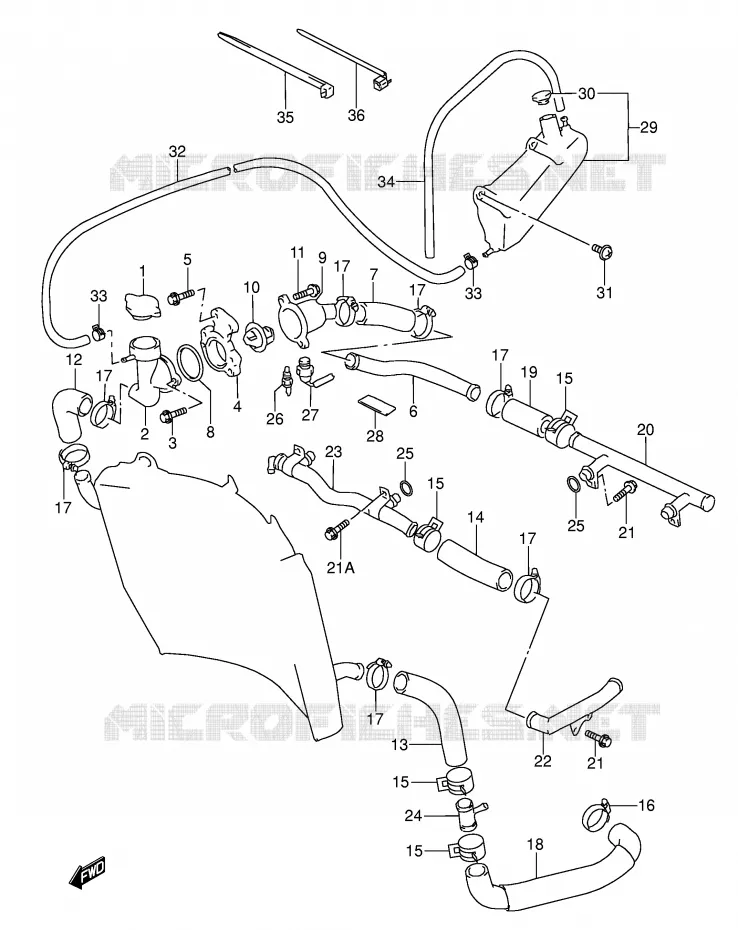 DURITE DE RADIATEUR Suzuki MOTO 600 RF 1996  RF600RUT(E2)