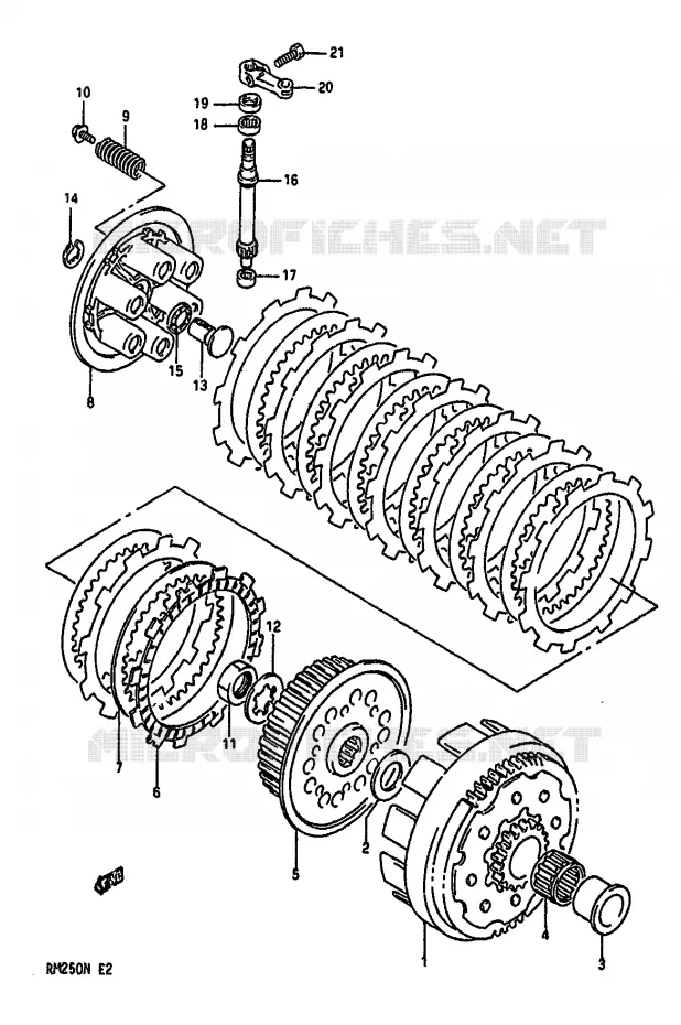 EMBRAYAGE (MODELE N) Suzuki MOTO 250 RM 1991  RM250M(K/L/M/N)