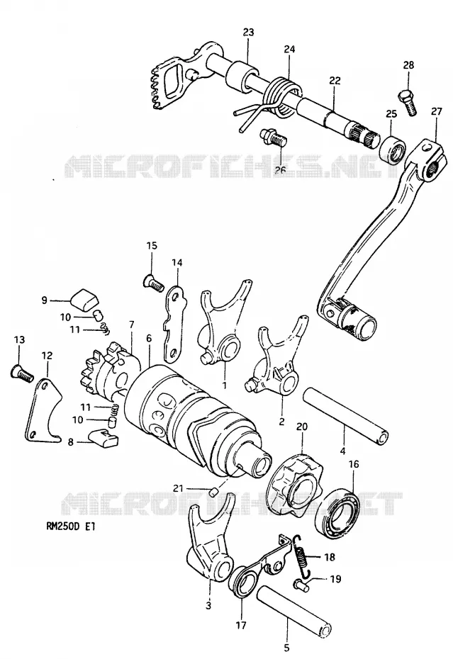 ENSEMBLE DE SELECTION DE VITESSES MODELE D Suzuki MOTO 250 RM 1983  RM250D(Z/D)
