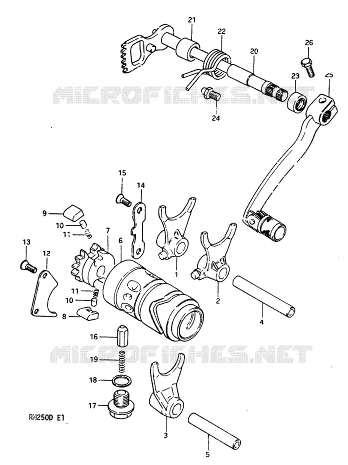 ENSEMBLE DE SELECTION DE VITESSES MODELE Z Suzuki MOTO 250 RM 1983  RM250D(Z/D)
