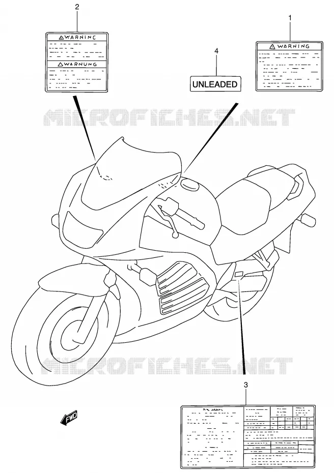 ETIQUETTE (MODELE R/S) Suzuki MOTO 900 RF 1995  RF900RS(E2)