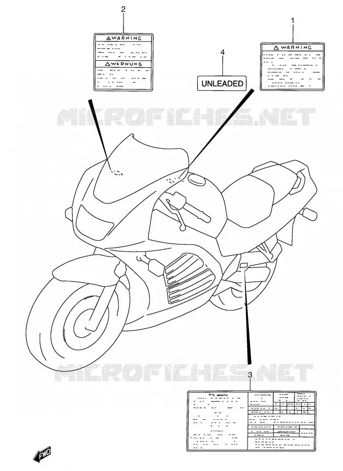 ETIQUETTE (MODELE T/V) Suzuki MOTO 600 RF 1997  RF600RV(E2)