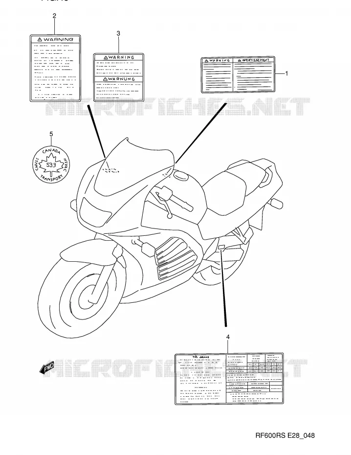 ETIQUETTE Suzuki MOTO 600 RF 1994  RF600RR(E28)