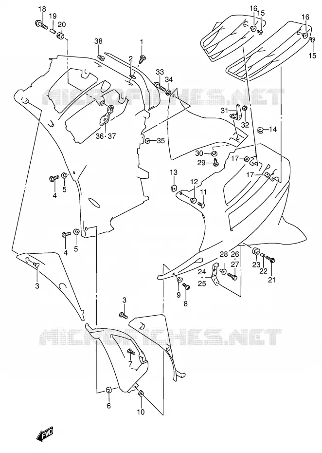 FLANCS DE CARENAGES Suzuki MOTO 600 RF 1996  RF600RUT(E2)