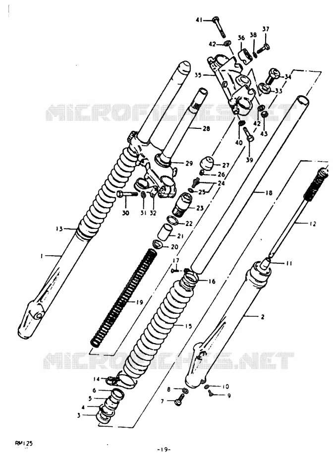 FOURCHE AVANT Suzuki MOTO 125 RM 1980  RM125T