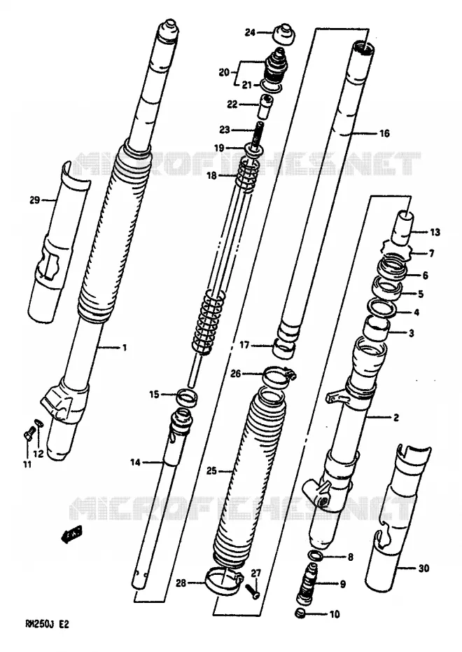 FOURCHE AVANT Suzuki MOTO 250 RM 1988  RM250J