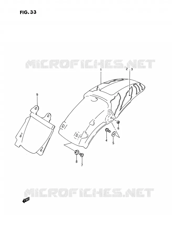 GARDE BOUE ARRIERE (MODELE N) Suzuki MOTO 125 RM 1994  RM125R(E3)