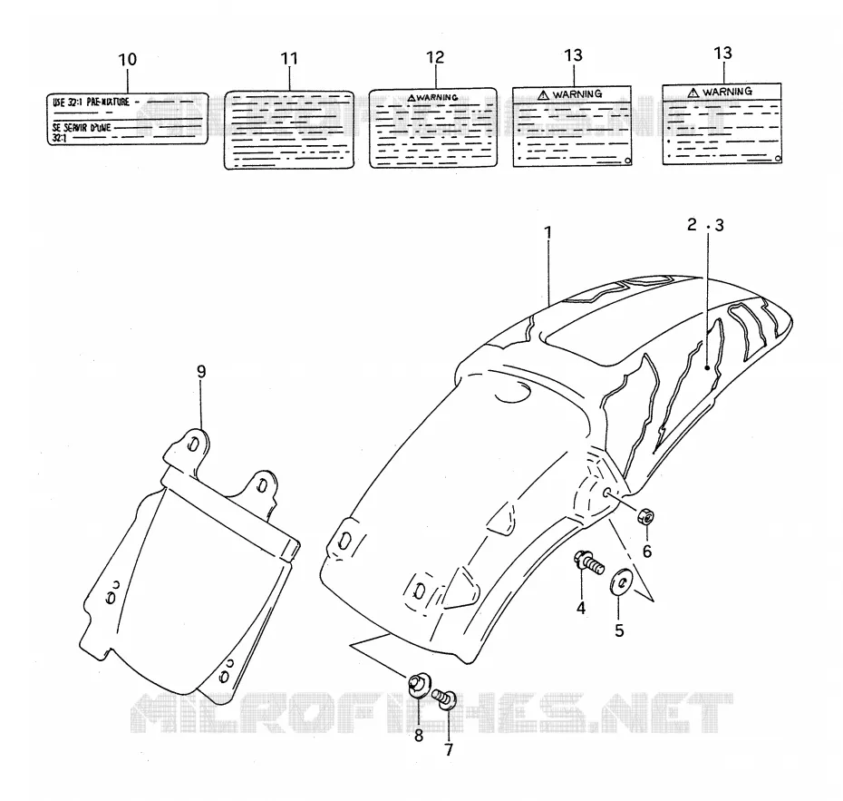 GARDE BOUE ARRIERE (MODELE N) Suzuki MOTO 250 RM 1990  RM250L(E28)