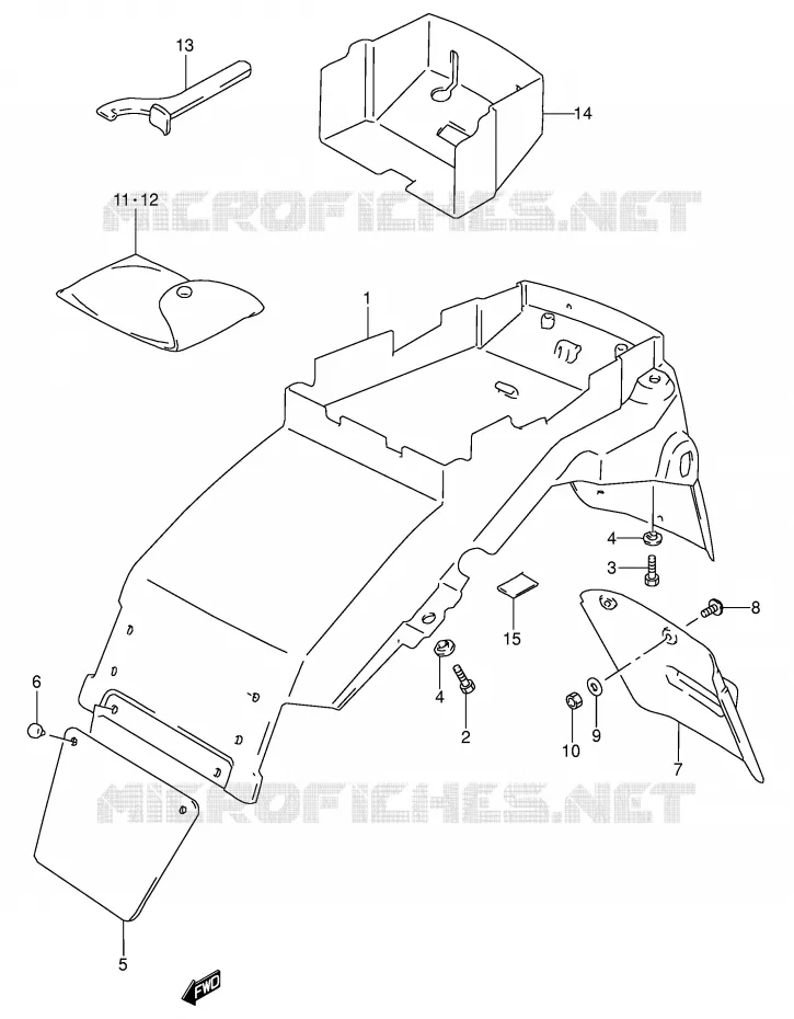 GARDE BOUE ARRIERE (MODELE P/R) Suzuki MOTO 600 RF 1993  RF600RP(E2)