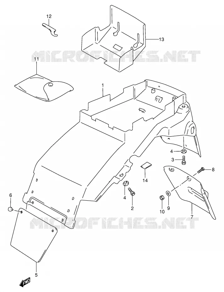 GARDE BOUE ARRIERE (MODELE R/S) Suzuki MOTO 900 RF 1994  RF900RR(E2)