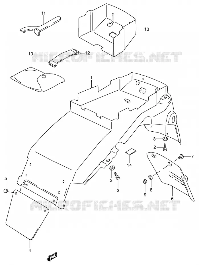 GARDE BOUE ARRIERE (MODELE T/V) Suzuki MOTO 600 RF 1993  RF600RUP(E2)