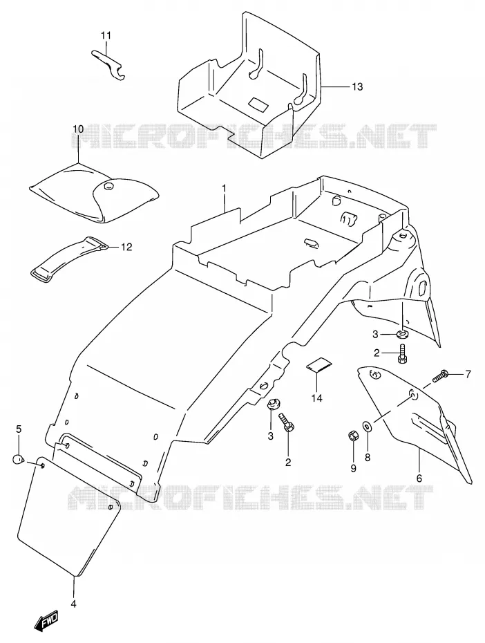 GARDE BOUE ARRIERE (MODELE T/V/W) Suzuki MOTO 900 RF 1994  RF900RR(E2)