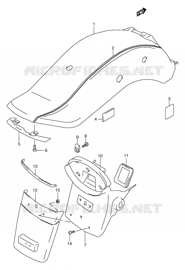 GARDE BOUE ARRIERE (MODELE X) Suzuki MOTO 800 MARAUDER 2002  VZ800K2(E2)