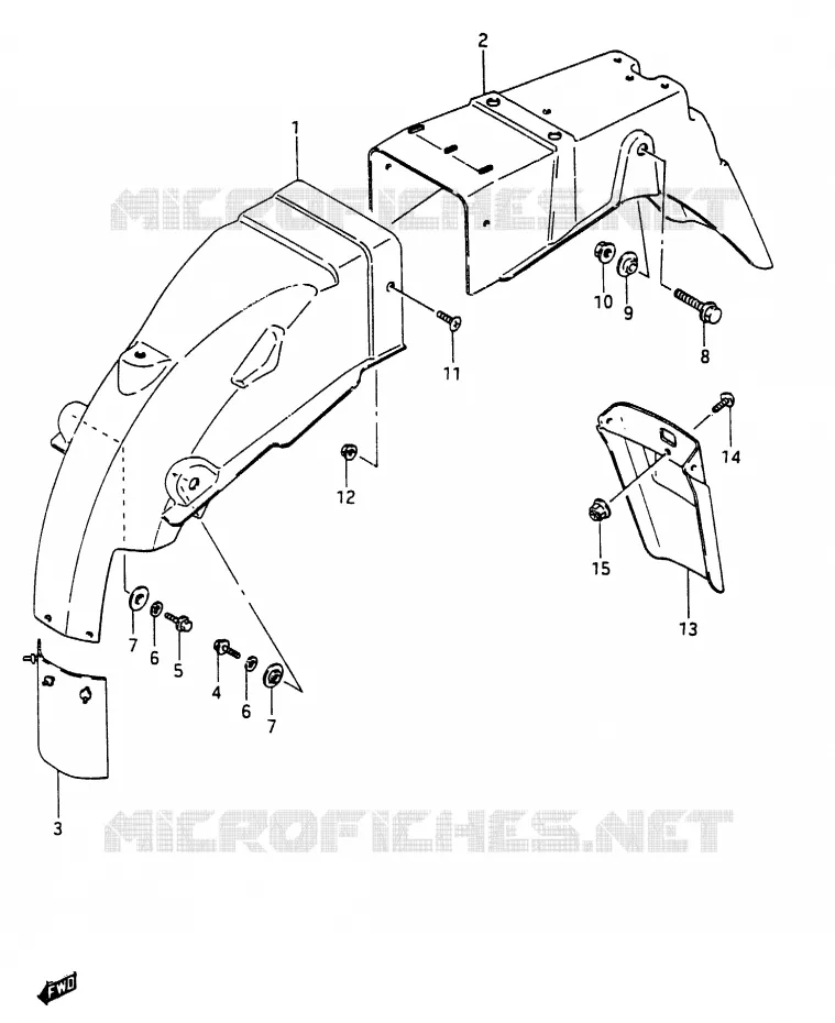 GARDE BOUE ARRIERE Suzuki MOTO 250 RG 1987  RG250H(G/H)