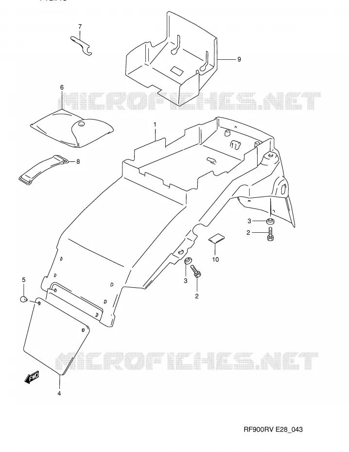 GARDE BOUE ARRIERE Suzuki MOTO 900 RF 1994  RF900RR(E28)