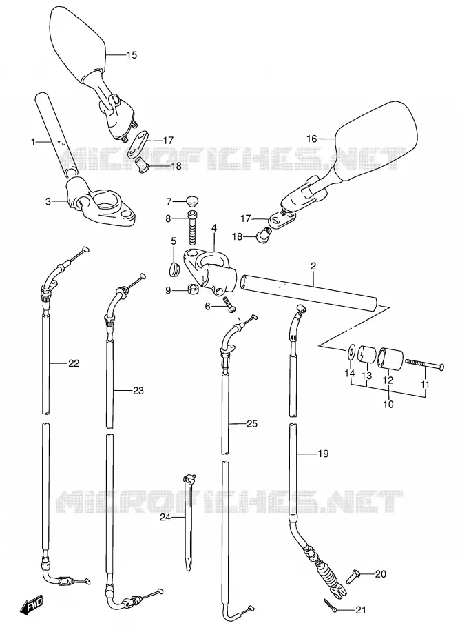 GUIDON (MODELE R/S/T/V) Suzuki MOTO 600 RF 1997  RF600RV(E2)