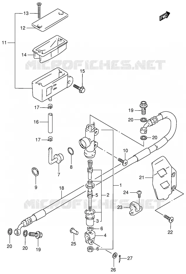 MAITRE CYLINDRE ARRIERE (MODELE T) Suzuki MOTO 125 RM 1998  RM125W(E2)