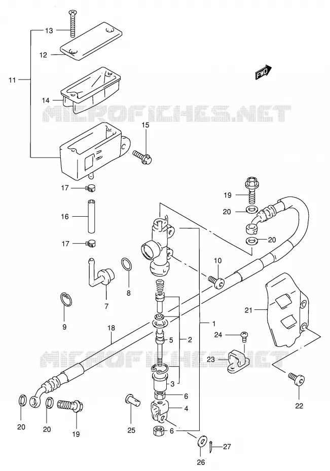 MAITRE CYLINDRE ARRIERE Suzuki MOTO 250 RM 1997  RM250V(E3/E28)