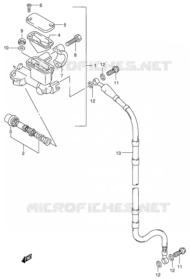 MAITRE CYLINDRE AVANT (MODELE T/V/W) Suzuki MOTO 125 RM 1996  RM125T(E2)