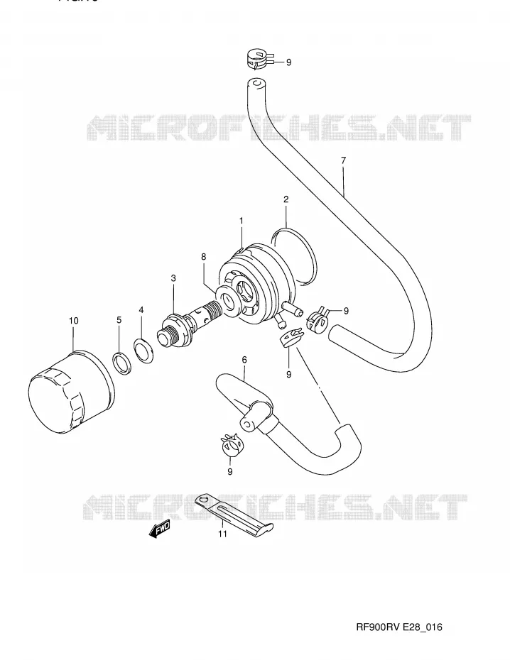 RADIATEUR D'HUILE - FILTRE A HUILE Suzuki MOTO 900 RF 1996  RF900RT(E28)