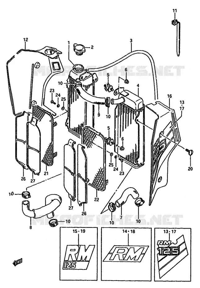 RADIATEUR Suzuki MOTO 125 RM 1987  RM125H(G/H/J)