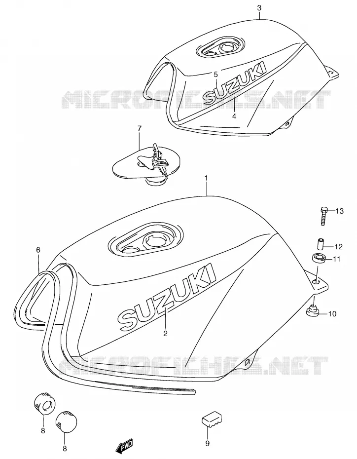 RESERVOIR D'ESSENCE (MODELE M) Suzuki MOTO 80 RG 1987  RG80CH(E4)