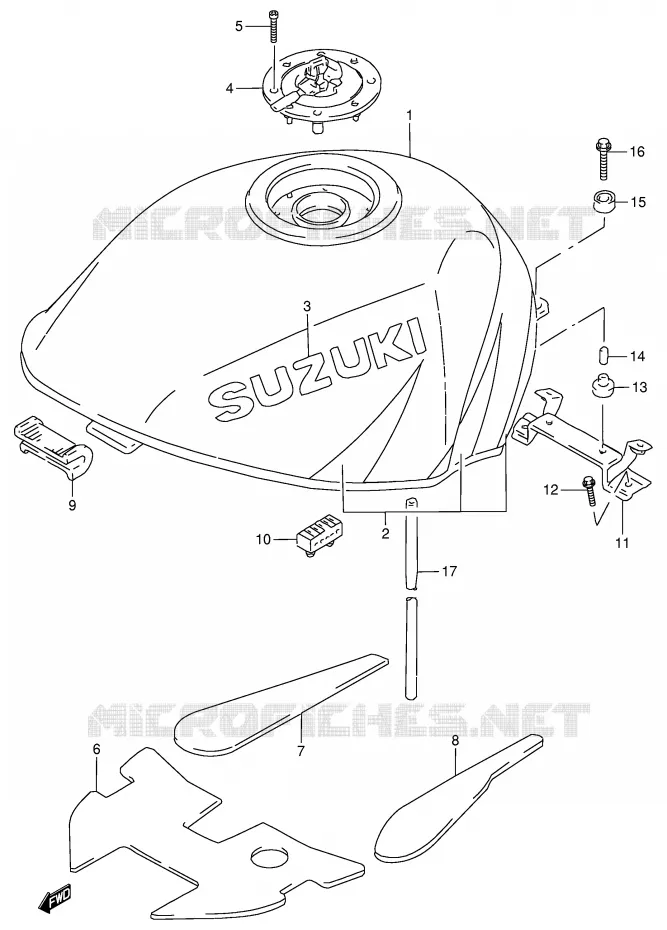 RESERVOIR D'ESSENCE (MODELE V) Suzuki MOTO 900 RF 1998  RF900RW(E2)