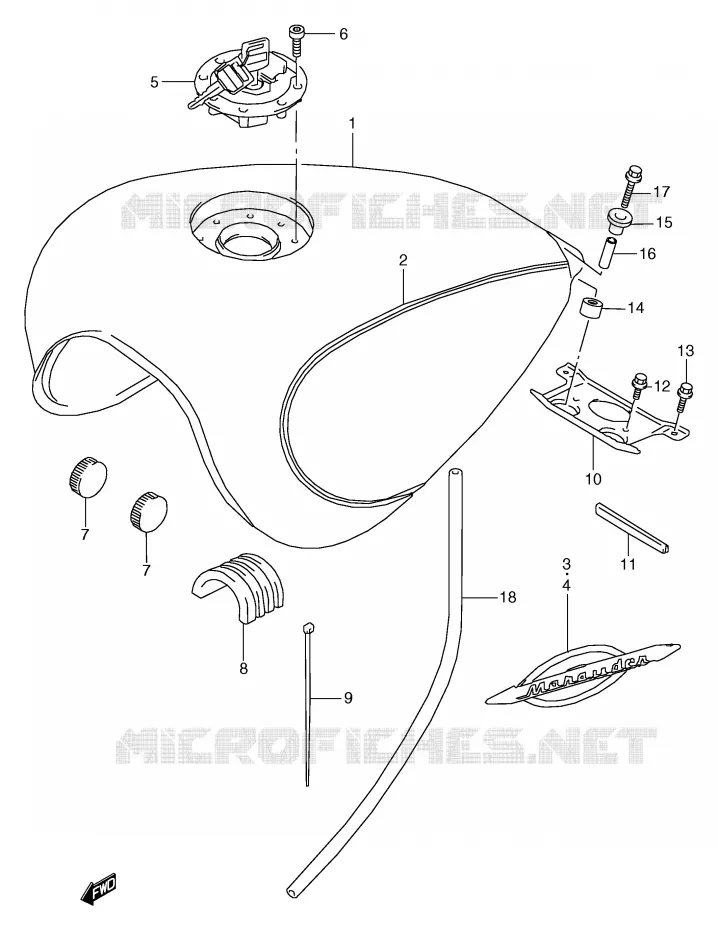 RESERVOIR D'ESSENCE (MODELE W) Suzuki MOTO 800 MARAUDER 1999  VZ800X(E2)