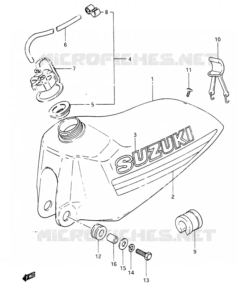 RESERVOIR D'ESSENCE (MODELE X) Suzuki MOTO 465 RM 1982  RM465Z(X/Z)