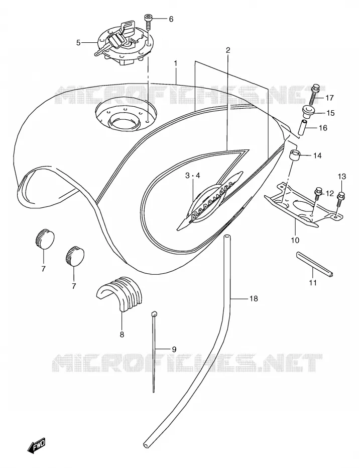 RESERVOIR D'ESSENCE (MODELE X) Suzuki MOTO 800 MARAUDER 1998  VZ800W(E2)