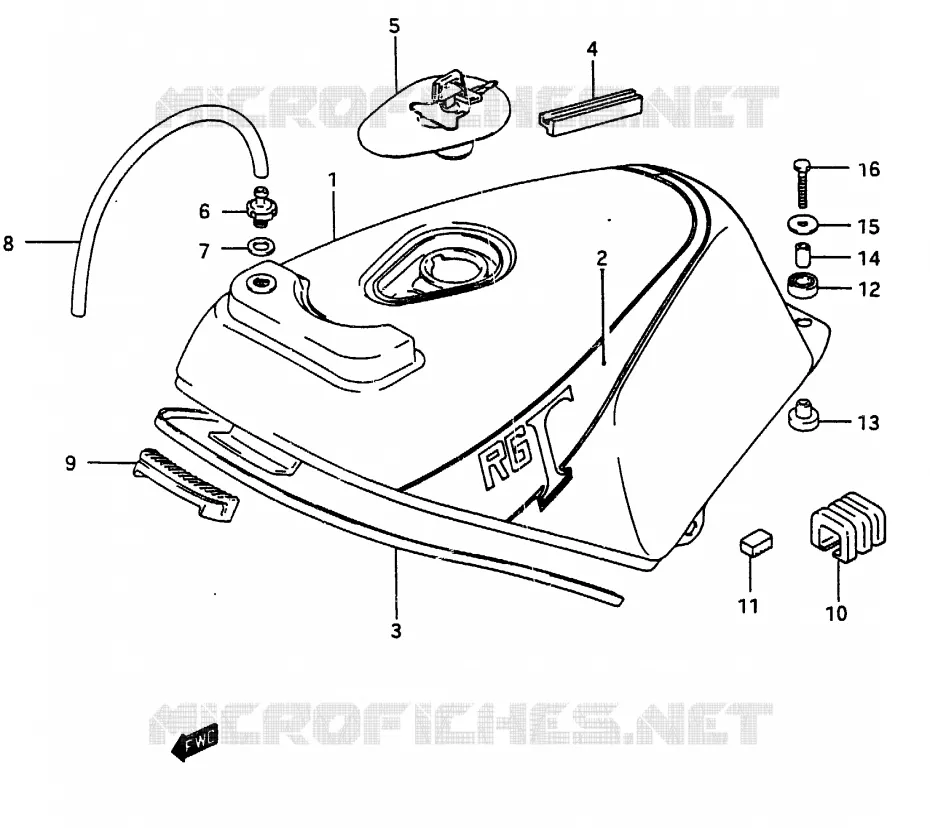 RESERVOIR D'ESSENCE (RG250CH/FCH) Suzuki MOTO 250 RG 1987  RG250FCH(G/H)