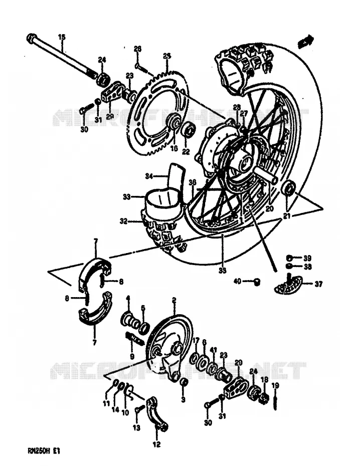 ROUE ARRIERE (MODELE G) Suzuki MOTO 250 RM 1986  RM250G(G/H)