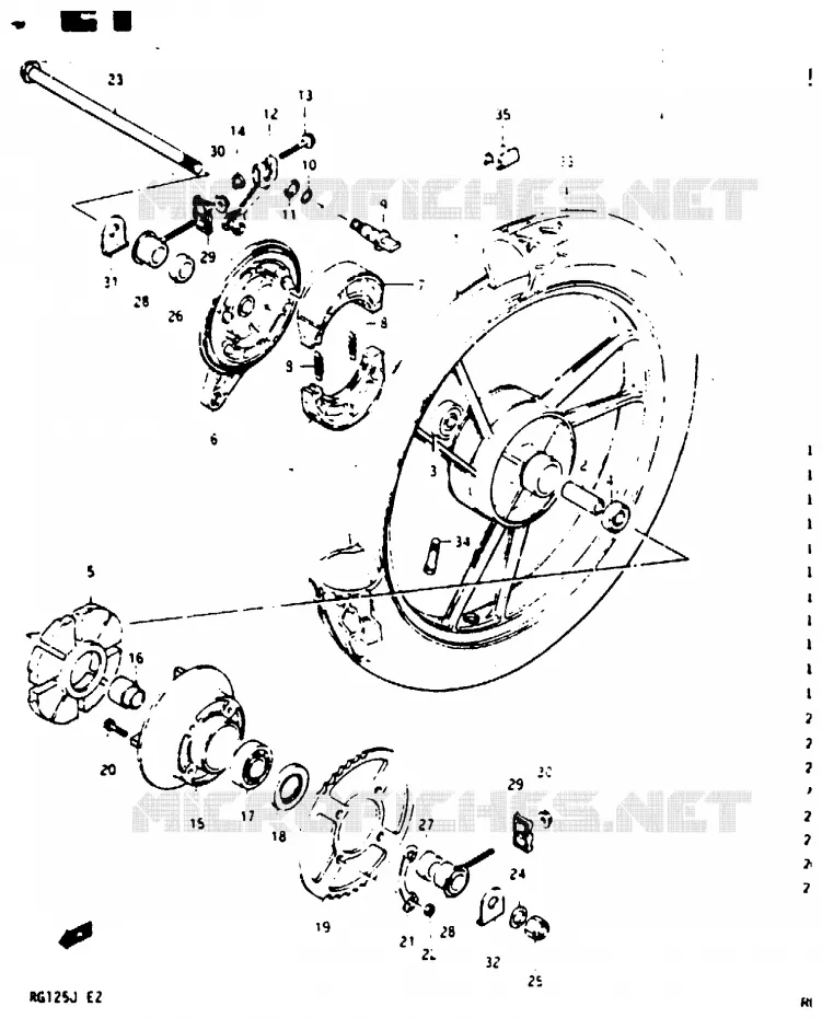 ROUE ARRIERE Suzuki MOTO 125 RG 1988  RG125UJ(G/H/J)