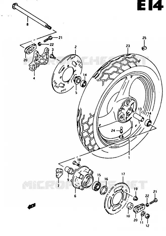 ROUE ARRIERE Suzuki MOTO 125 RG 1993  RG125FP(N/P/R)