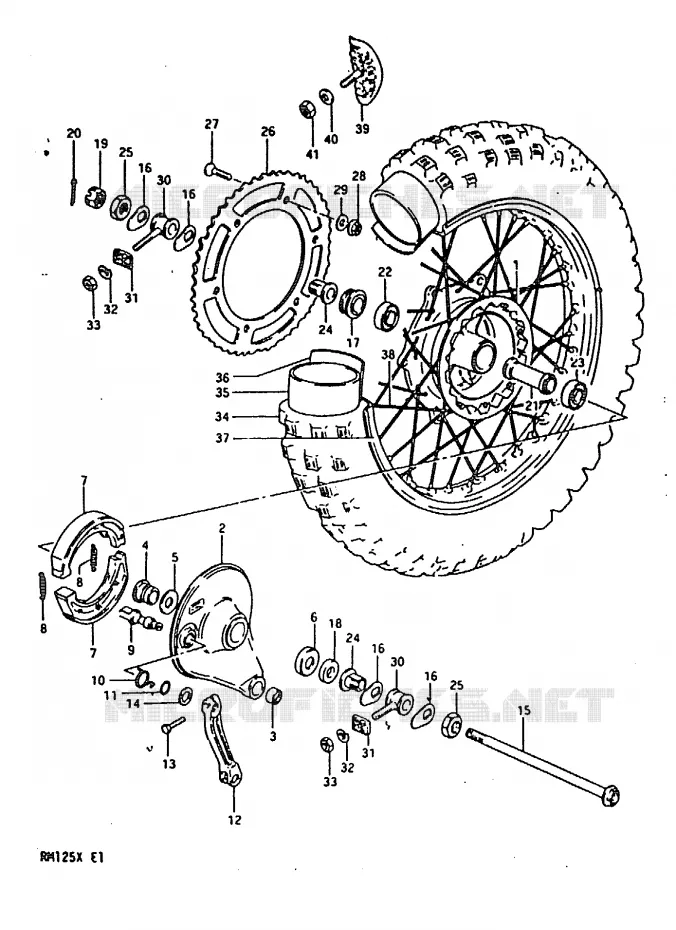 ROUE ARRIERE Suzuki MOTO 125 RM 1981  RM125X
