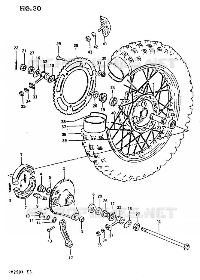 ROUE ARRIERE Suzuki MOTO 250 RM 1981  RM250X