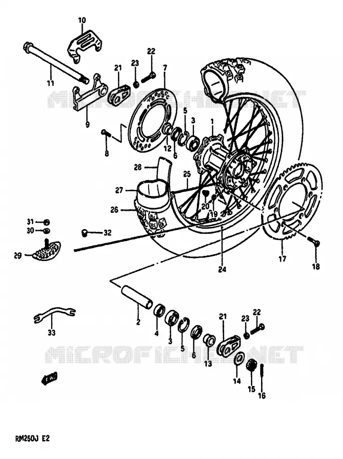 ROUE ARRIERE Suzuki MOTO 250 RM 1988  RM250J