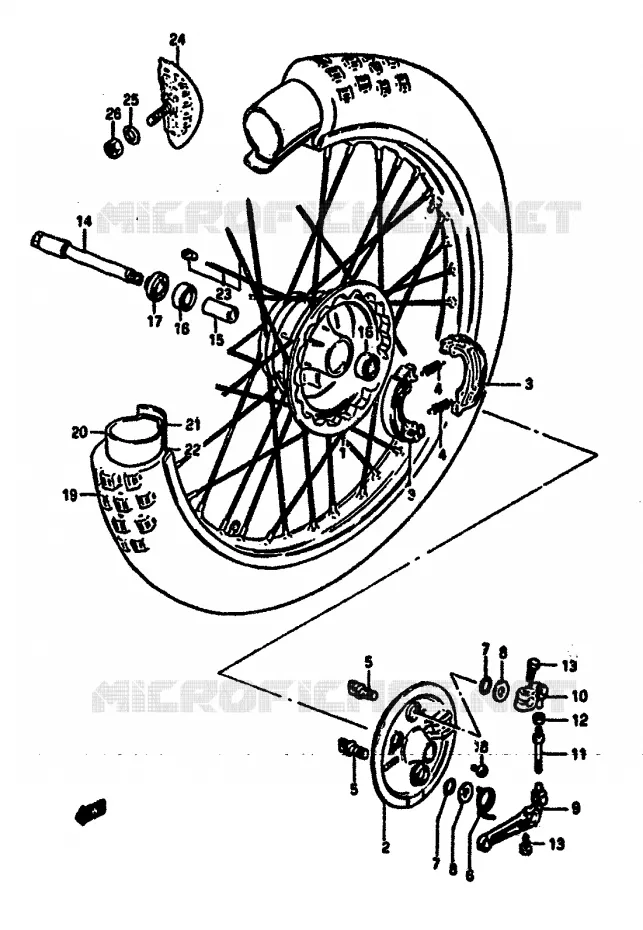 ROUE AVANT (MODELE E) Suzuki MOTO 125 RM 1985  RM125F(E/F)
