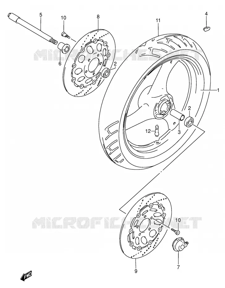 ROUE AVANT (MODELE S/T/V) Suzuki MOTO 600 RF 1995  RF600RUS(E2)