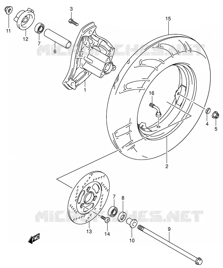 ROUE AVANT Suzuki SCOOTER 125 UE 2001  UE125CTK1(P2)