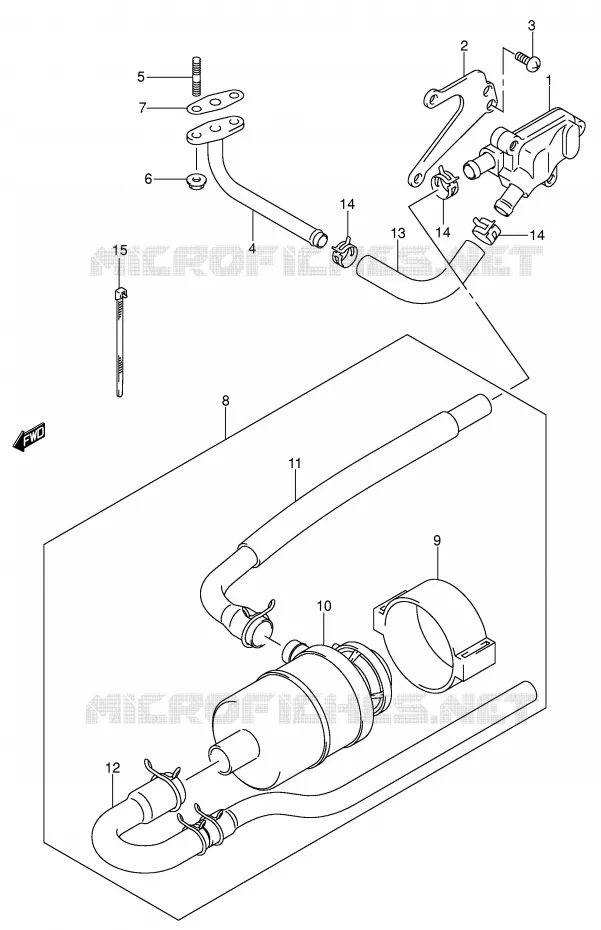 SYSTEME RECYCLAGE GAZ ECHAPPEMENT Suzuki SCOOTER 125 UE 2001  UE125CTK1(P2)