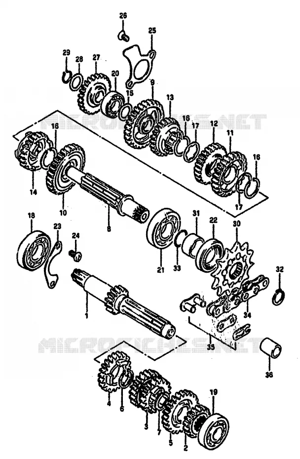 TRANSMISSION (MODELE F) Suzuki MOTO 125 RM 1985  RM125F(E/F)
