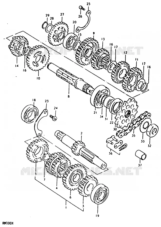 TRANSMISSION Suzuki MOTO 100 RM 1992  RM100N(N/T/X)
