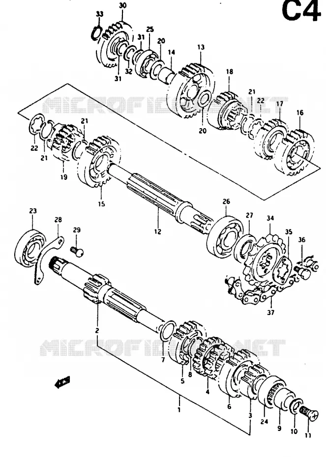 TRANSMISSION Suzuki MOTO 125 RG 1993  RG125FUP(N/P/R)