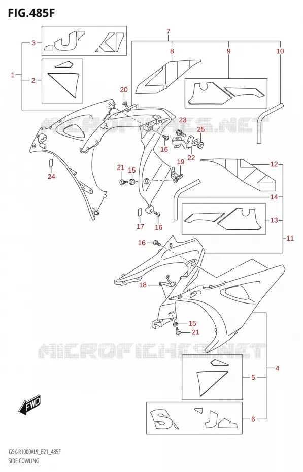 FLANCS DE CARENAGES000RZA) Suzuki MOTO 1000 GSX-R 2019  GSX-R1000A L9 (E21)