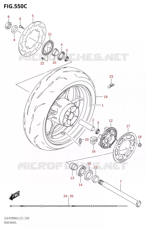 ROUE ARRIERE-R1000RA) Suzuki MOTO 1000 GSX-R 2019  GSX-R1000RA L9 / GSX-R1000RZA L9 (E21)