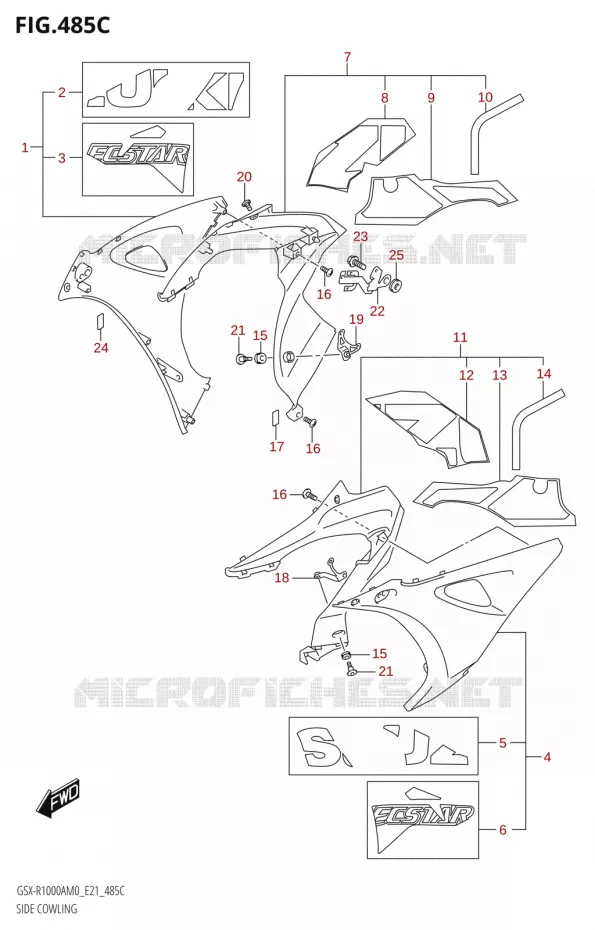 FLANCS DE CARENAGES000A)(SEE NOTE 1) Suzuki MOTO 1000 GSX-R 2020  GSX-R1000RA M0 / GSX-R1000RZA M0 (E21)