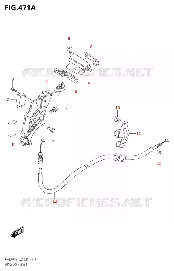 FREIN DE PARKING Suzuki SCOOTER 400 BURGMAN 2019  AN400A L9 (E02,E19)