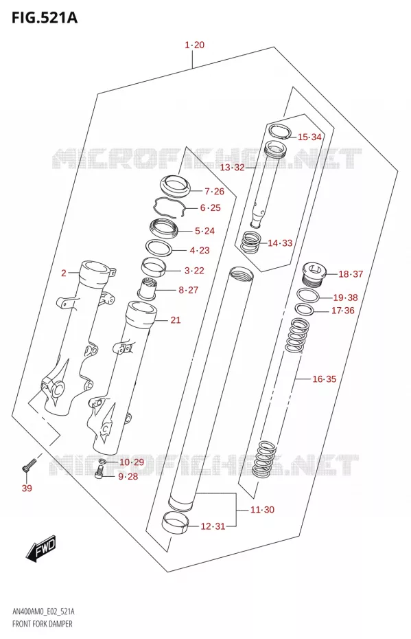 FOURCHE Suzuki SCOOTER 400 BURGMAN 2020  AN400A M0 (E02,E19)